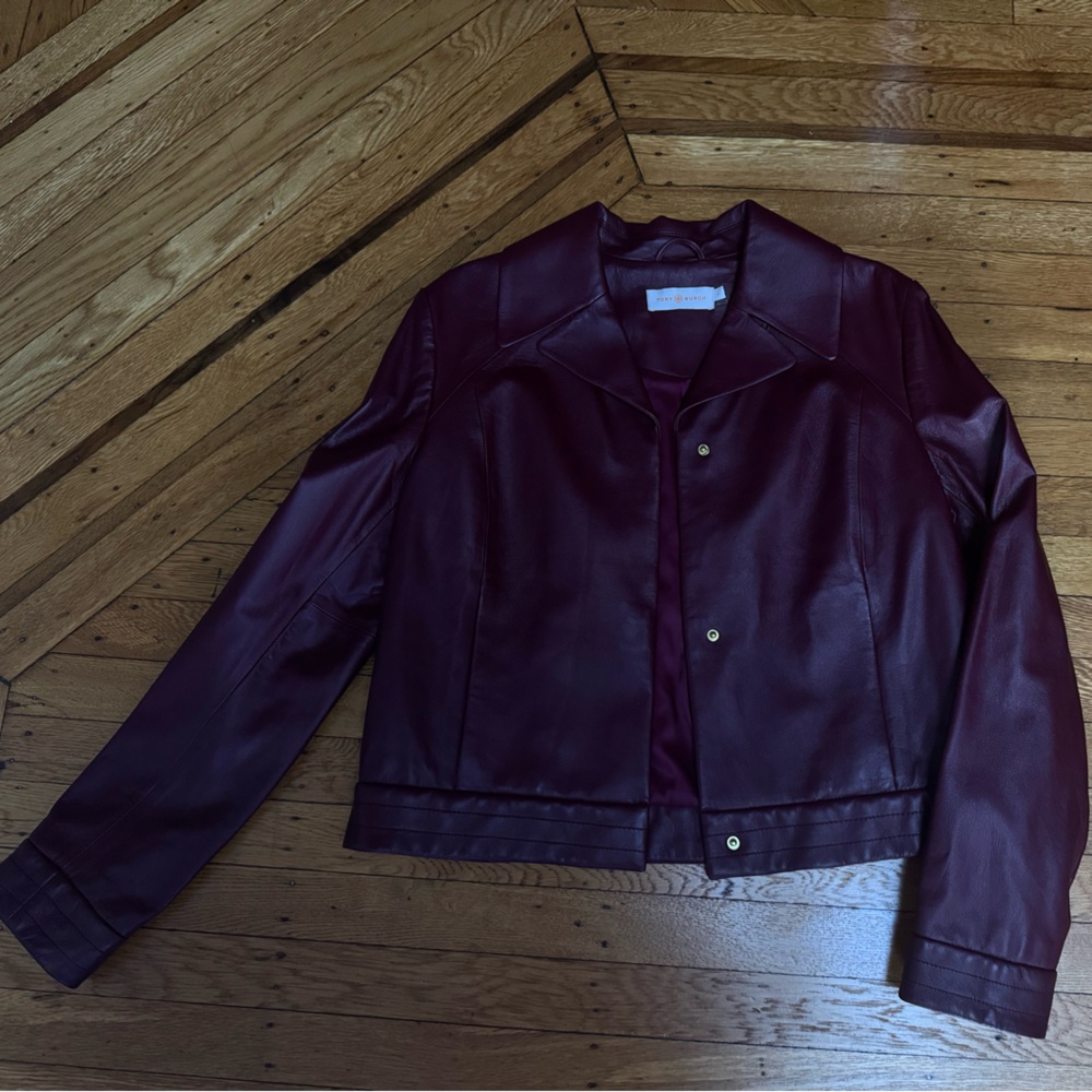 Tory Burch Deep Burgundy Leather Jacket